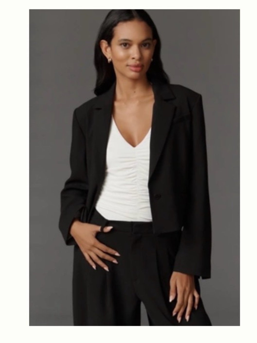 Maeve Black Cropped Blazer Jacket